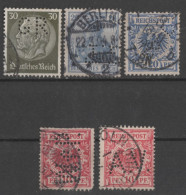 L257 Timbres Empire Allemand   Perfins - Used Stamps