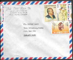 Colombia Pasto Cover To Germany 1974. Battle Of Bombona Tairona Culture Stamp - Kolumbien