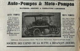 1912 Journal Des Sapeurs Pompiers - AUTO-POMPES & MOTOPOMPES  BESANÇON - GENNEVILLIERS - UNION DU LOIRET - 1900 - 1949