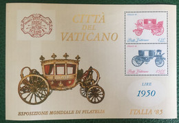 1985 - Vaticano - Esposizione Mondiale Di Filatelia - Italia '85 - Nuovo -  Lire 450 + 1500 - Blocks & Kleinbögen