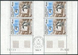 TAAF - N°180 - PROGRAMME ECOPHY - BLOC DE 4 - COIN DATE 25.9.92 - OBLITERES EN MARGE - Used Stamps