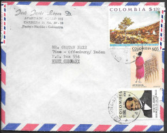 Colombia Pasto Cover To Germany 1973. Benito Juarez Stamp - Colombie