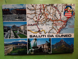 Carte Géographique SALUTI DA CUNEO Italia  D'après  Michelin No 988 , Edition 1975 , TB - Carte Geografiche