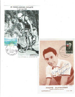 2 Cartes A. DUFRAISSE SAARBRÜCKE Ch Monde Cyclo Cross 1955 Avec Autographe-dédicace & BT Paris/limoges /1976 (1353) - Cyclisme
