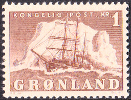 ARCTIC-ANTARCTIC, GREENLAND 1950-59 DEFINITIVES, 1kr THE "GUSTAV HOLM** - Navi Polari E Rompighiaccio