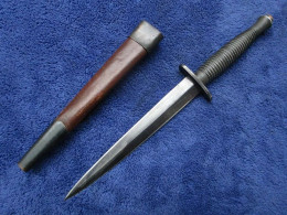 Original Ww2 British Fairbairn Sykes Cuchillo Stiletto Daga Y Funda Estilo Bota - Knives/Swords