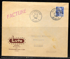 P156 - MARIANNE DE GANDON SUR LETTRE DE SARREBOURG DU 25/11/49 - FACTURE CHAUSSURES LUTZ - 1921-1960: Période Moderne