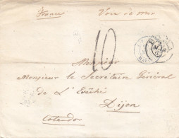 LSC De Rome Pour Dijon Marque D'entrée E Pont Marseille Du 26 Mars 1863 Manuscrit "voie De Mer" - 1849-1876: Classic Period