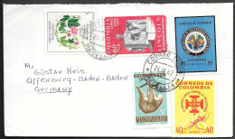 Colombia Medellin Cover To Germany 1962. Humboldt Unau Sloth Stamp - Colombia