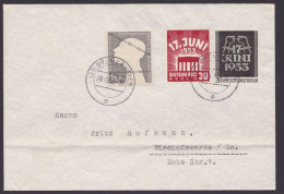 MiNr 110/1, "17. Juni 1953", Brief Mit Zusatzfrankatur In Die DDR - Lettres & Documents