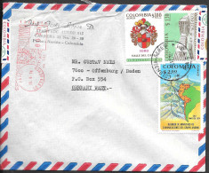 Colombia Pasto Cover To Germany 1974. Meter Frankatur Stamps - Colombie