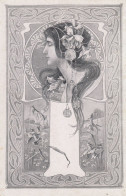 Carte De Femme.  Art Nouveau Signé  M J S - Autres & Non Classés