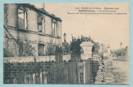 Bataille De La Marne - Septembre 1914 - SOMPUIS - Rue D'Humbauville Maison De M. Renault Incendiée Par Les Allemands - Weltkrieg 1914-18