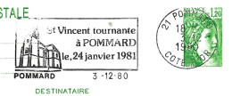 SABINE Entier 2101-CP1 Flamme De POMMARD Saint-Vincent Tournante 1981 - 1977-1981 Sabine Of Gandon