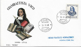 Fdc Roma: GIAMBATTISTA VICO 1968; Viaggiata; AF_Napoli - FDC