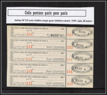 95279b Colis Postaux Paris Pour Paris N°172 Chiffres Rouge Gros N° De Carnet Neuf ** Mnh Cote 110 Euros Bloc De 5 - Ungebraucht