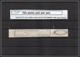 95278a Colis Postaux Paris Pour Paris N°171 Chiffres Rouge Sans N° De Carnet Neuf ** Mnh Cote 27 Euros Non Dentelé Haut - Mint/Hinged