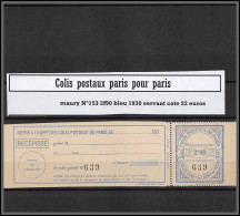 95272 Colis Postaux Paris Pour Paris N°153 2f90 Bleu 1930 Servant Neuf ** Mnh  - Nuovi