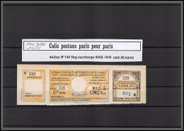 95268a Colis Postaux Paris Pour Paris N°140 5kg  Cote 60 Euros Avec N°902A Dans Cartouche Non Dentelé Imperf 1 Coté - Mint/Hinged