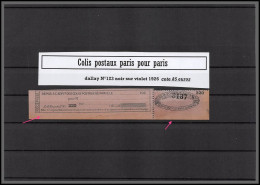 95265b Colis Postaux Paris Pour Paris N°123 Noir Sur Violet Cote 85 Euros Non Dentelé Imperf En Bas - Neufs