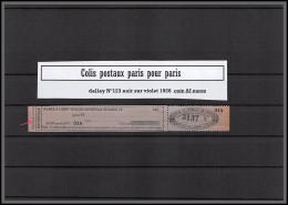 95265a Colis Postaux Paris Pour Paris N°123 Noir Sur Violet Cote 85 Euros Avec N° De Formule - Ungebraucht