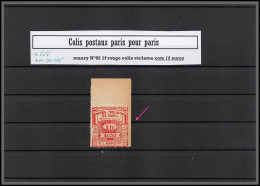 95263c Colis Postaux Paris Pour Paris N°92 1f Rouge  Neuf ** Mnh Non Dentelé Imperf à Droite Bord De Feuille - Mint/Hinged