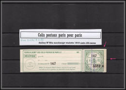 95260b Colis Postaux Paris Pour Paris N°69a 60C VERT Envoi En Nombre 1919 Cote 125 Euros Surcharge Violette 2 Coté ND - Ongebruikt