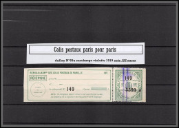 95260a Colis Postaux Paris Pour Paris N°69a 60C VERT Envoi En Nombre 1919 Cote 125 Euros Surcharge Violette - Nuovi