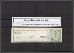 95259d Colis Postaux Paris Pour Paris N°69 60C VERT Envoi En Nombre 1919 Cote 90 Euros Numéro Double Frappe - Ungebraucht