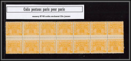 95256 Colis Postaux Paris Pour Paris N°49 Bloc 14 Interpanneaux Cote 182 Euros Neuf ** Mnh  - Neufs