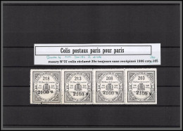 95251 Colis Postaux Paris Pour Paris N°37 Colis Non Réclamé 35c Cote 740 Euros Non Dentelés à Droite Bande 4 - Nuovi