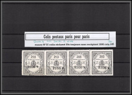 95251 Colis Postaux Paris Pour Paris N°37 Colis Non Réclamé 35c Cote 740 Euros Non Dentelés à Droite Bande 4 - Ongebruikt