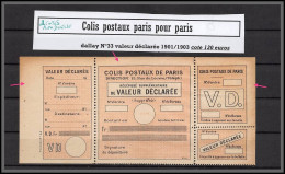 95246 Colis Postaux Paris Pour Paris N°33 Valeur Déclarée 1901/1903 Cote 130 Euros - Nuovi