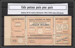 95246a Colis Postaux Paris Pour Paris N°33 Valeur Déclarée 1901/1903 Cote 130 Euros Non Dentelé Sur 2 Cotés - Mint/Hinged