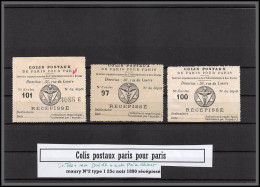95238 Colis Postaux Paris Pour Paris N°2 Type 1 25c Noir 1890  Recespissé  Lot De 3 Variétés Dont E Absent - Ungebraucht