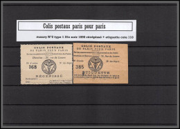 95233 Colis Postaux Paris Pour Paris N°2 Type 1 25c Noir 1890 Cote 110 Recespissé + Etiquette  - Ungebraucht