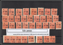 95209c Colis Postaux N°56 1f50 Valeur Déclarée Lot De 34 Valeurs Dont Bandes Nuances Variétés Neuf (x) Cote 289 Euros - Mint/Hinged