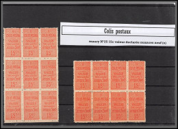 95204 Colis Postaux N°25 15c Valeur Déclarée Bloc 9 + Bloc 8  Nuances Neuf (x) Cote 323 Euros - Mint/Hinged