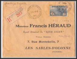 96200 N°232 Recommandé 1934 Port Vendres Pyrénées-Orientales Sables D'olonne Orphelins De Guerre Seul Sur Lettre France - Storia Postale