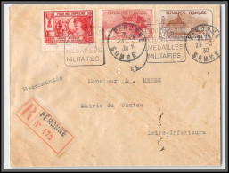 96204 N°230 231 Vignette Médaillés Militaires Recommandé Peronne Somme 1930 Nantes Orphelins De Guerre Lettre France - Lettres & Documents