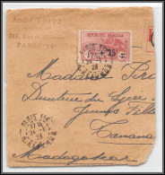 96166 N°168 Paris Tamatave Madagascar 1923 Orphelins De Guerre Seul Sur Fragment De Lettre Cover France - Lettres & Documents
