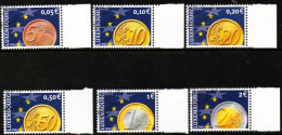 LUXEMBOURG, LUXEMBURG 2001, SATZ MI 1544 - 1549, EURO-MÜNZEN, ESST GESTEMPELT, OBLITERE - Used Stamps