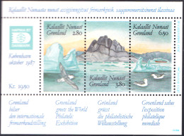 ARCTIC-ANTARCTIC, GREENLAND 1987 PHILATELIC EXPO S/S OF 3, ARCTIC SCENE** - Autres & Non Classés