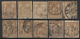 France - N° 80 Type Sage Lot De 10 Oblitérés  Pour Recherches Et étude - 1876-1898 Sage (Type II)