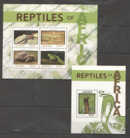 Uganda (Ouganda) - 2014 - Reptiles - Yv 2682/85 + Bf  447 - Slangen