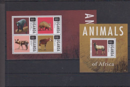 Uganda (Ouganda) - 2013 - Animals Of Africa - Yv 2686/89 + Bf 448 - Other & Unclassified