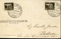 X0734 Italia,circuled Card With Special Postmark 1938 Roma.international Exposure Photogrammetry,fotogrammetria, - Photography