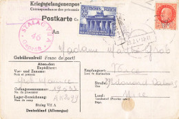 PETAIN 3F + BRANDEBOURG 25+50P MI 803 - YT 727 SUR POSTKARTE STALAG VIIA 23/2/1942 POUR FRANCE NICE - Lettres & Documents