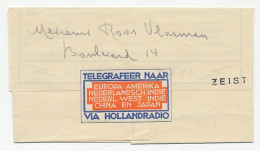 Telegram Amsterdam - Zeist 1935 - Ohne Zuordnung