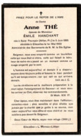 Saint Pourçais ( Allier , Fr ) 1865 - Ellezelles 1933 , Anne Thé - Décès